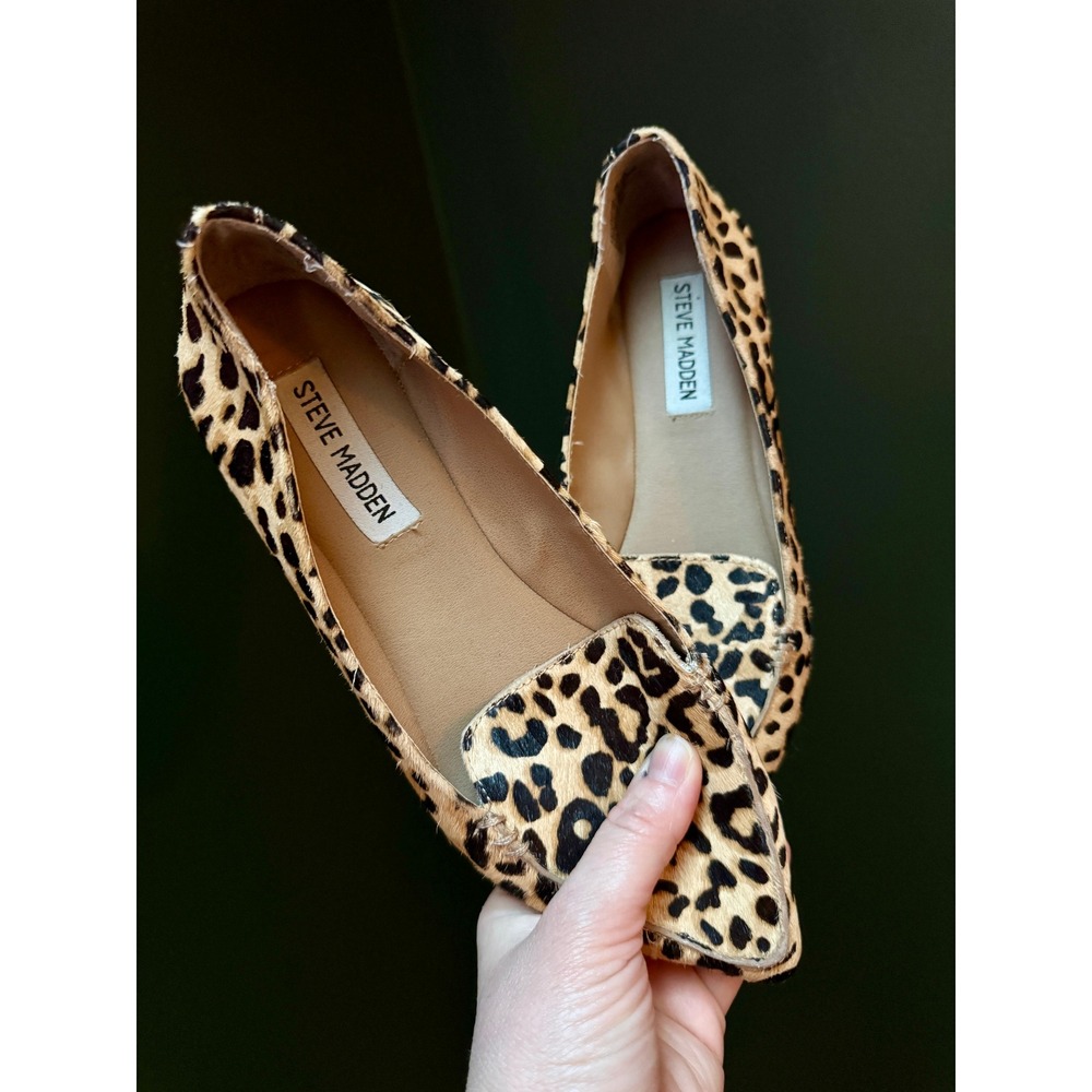 Steve Madden Leopard Print Cow Hair Pointed Toe Flats Women's Size 7M - Picture 3 of 7